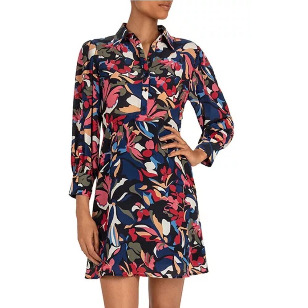 ba&sh Catty Floral Shirt Dress Sz M Multicolor Retro Vibe EUC $355
